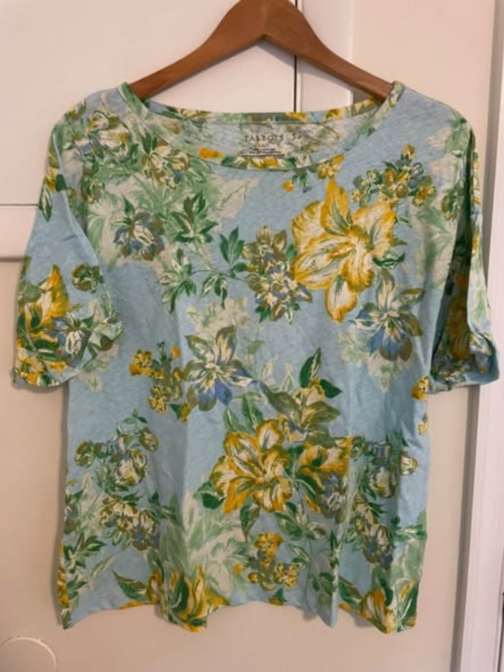Talbots Blue Patterned T-Shirt - Picture 2 of 4